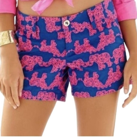 ❤️ Lilly Pulitzer Blue W Callahan Pack Your Trunk W/Pink Elephant Shorts… - Picture 2 of 13
